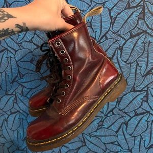 Red vegan leather dr martens